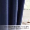 imageNICEETOWN 100 Blackout Door Curtain Light Green Linen Blended Privacy French Short Door Curtain for Patio Sidelight Shade for Glass 25 x 40 inches 1 PanelNavy