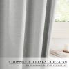 imageNICEETOWN 100 Blackout Door Curtain Light Green Linen Blended Privacy French Short Door Curtain for Patio Sidelight Shade for Glass 25 x 40 inches 1 PanelLight Grey