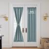 imageNICEETOWN 100 Blackout Door Curtain Light Green Linen Blended Privacy French Short Door Curtain for Patio Sidelight Shade for Glass 25 x 40 inches 1 PanelSkylark Blue