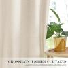 imageNICEETOWN 100 Blackout Door Curtain Light Green Linen Blended Privacy French Short Door Curtain for Patio Sidelight Shade for Glass 25 x 40 inches 1 PanelLight Beige