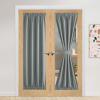 imageNICEETOWN 100 Blackout Door Curtain Light Green Linen Blended Privacy French Short Door Curtain for Patio Sidelight Shade for Glass 25 x 40 inches 1 PanelGrey
