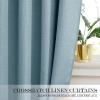 imageNICEETOWN 100 Blackout Door Curtain Light Green Linen Blended Privacy French Short Door Curtain for Patio Sidelight Shade for Glass 25 x 40 inches 1 PanelMist Blue