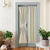 imageNICEETOWN 100 Blackout Door Curtain Light Green Linen Blended Privacy French Short Door Curtain for Patio Sidelight Shade for Glass 25 x 40 inches 1 PanelBeige