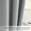 imageNICEETOWN 100 Blackout Door Curtain Light Green Linen Blended Privacy French Short Door Curtain for Patio Sidelight Shade for Glass 25 x 40 inches 1 PanelGrey