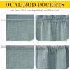 imageNICEETOWN 100 Blackout Door Curtain Light Green Linen Blended Privacy French Short Door Curtain for Patio Sidelight Shade for Glass 25 x 40 inches 1 PanelSkylark Blue