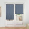 imageNICETOWN Linen Curtain for French Door  100 Blackout Self Adhesive Window Curtain Thermal Insulated Privacy Door Blinds for Sidelight Curtains 26 x 64 inch Long Skylark Blue 1 PCStone Blue