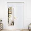 imageNICETOWN Linen Curtain for French Door  100 Blackout Self Adhesive Window Curtain Thermal Insulated Privacy Door Blinds for Sidelight Curtains 26 x 64 inch Long Skylark Blue 1 PCWhite