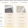 imageNICETOWN Linen Curtain for French Door  100 Blackout Self Adhesive Window Curtain Thermal Insulated Privacy Door Blinds for Sidelight Curtains 26 x 64 inch Long Skylark Blue 1 PCCream