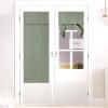 imageNICETOWN Linen Curtain for French Door  100 Blackout Self Adhesive Window Curtain Thermal Insulated Privacy Door Blinds for Sidelight Curtains 26 x 64 inch Long Skylark Blue 1 PCGreyish Green