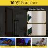 imageNICETOWN Linen Curtain for French Door  100 Blackout Self Adhesive Window Curtain Thermal Insulated Privacy Door Blinds for Sidelight Curtains 26 x 64 inch Long Skylark Blue 1 PCOatmeal