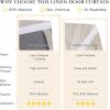 imageNICETOWN Linen Curtain for French Door  100 Blackout Self Adhesive Window Curtain Thermal Insulated Privacy Door Blinds for Sidelight Curtains 26 x 64 inch Long Skylark Blue 1 PCOatmeal
