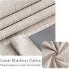 imageNICETOWN Linen Curtain for French Door  100 Blackout Self Adhesive Window Curtain Thermal Insulated Privacy Door Blinds for Sidelight Curtains 26 x 64 inch Long Skylark Blue 1 PCOatmeal