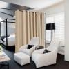 imageNICETOWN Wall Dividers for Rooms Sound Barrier Room Divider Curtain Screen Partition Function Thermal Blackout Patio Door Panel Sliding Door Insulated Curtain Dark Mallard 83ft Wide x 8ft LongBiscotti Beige