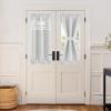 imageNICEETOWN 100 Blackout Door Curtain Light Green Linen Blended Privacy French Short Door Curtain for Patio Sidelight Shade for Glass 25 x 40 inches 1 PanelCloud White