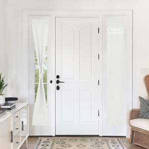 imageNICEETOWN 100 Blackout Door Curtain Light Green Linen Blended Privacy French Short Door Curtain for Patio Sidelight Shade for Glass 25 x 40 inches 1 PanelWhite Dove