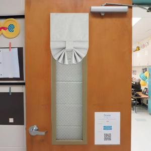 imageNICETOWN Linen Curtain for French Door  100 Blackout Self Adhesive Window Curtain Thermal Insulated Privacy Door Blinds for Sidelight Curtains 26 x 64 inch Long Skylark Blue 1 PCIvory White