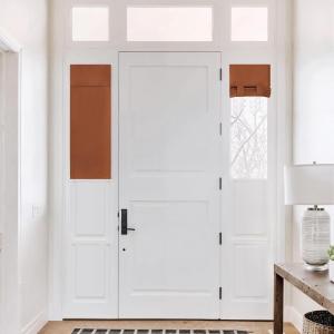 imageNICETOWN Linen Curtain for French Door  100 Blackout Self Adhesive Window Curtain Thermal Insulated Privacy Door Blinds for Sidelight Curtains 26 x 64 inch Long Skylark Blue 1 PCBurnt Orange