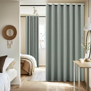 imageNICETOWN Wall Dividers for Rooms Sound Barrier Room Divider Curtain Screen Partition Function Thermal Blackout Patio Door Panel Sliding Door Insulated Curtain Dark Mallard 83ft Wide x 8ft LongSage Green