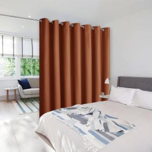 imageNICETOWN Wall Dividers for Rooms Sound Barrier Room Divider Curtain Screen Partition Function Thermal Blackout Patio Door Panel Sliding Door Insulated Curtain Dark Mallard 83ft Wide x 8ft LongBurnt Orange