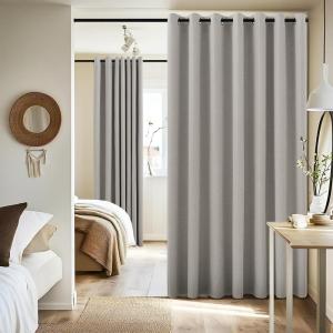 imageNICETOWN Wall Dividers for Rooms Sound Barrier Room Divider Curtain Screen Partition Function Thermal Blackout Patio Door Panel Sliding Door Insulated Curtain Dark Mallard 83ft Wide x 8ft LongLight Grey