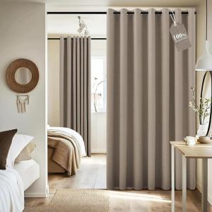 imageNICETOWN Wall Dividers for Rooms Sound Barrier Room Divider Curtain Screen Partition Function Thermal Blackout Patio Door Panel Sliding Door Insulated Curtain Dark Mallard 83ft Wide x 8ft LongCamel