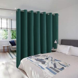 imageNICETOWN Wall Dividers for Rooms Sound Barrier Room Divider Curtain Screen Partition Function Thermal Blackout Patio Door Panel Sliding Door Insulated Curtain Dark Mallard 83ft Wide x 8ft LongHunter Green