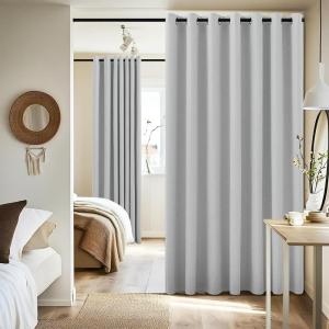 imageNICETOWN Wall Dividers for Rooms Sound Barrier Room Divider Curtain Screen Partition Function Thermal Blackout Patio Door Panel Sliding Door Insulated Curtain Dark Mallard 83ft Wide x 8ft LongOff White