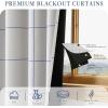 imageNICETOWN 100 Blackout Plaid Curtains 90 inches Long for Bedroom Rod Pocket ampamp Back Tab Brighton Windowpane Pattern Window Treatments for Living Room Taupe W52 x L90 2 PanelsNavy Blue