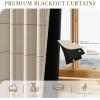 imageNICETOWN 100 Blackout Plaid Curtains 90 inches Long for Bedroom Rod Pocket ampamp Back Tab Brighton Windowpane Pattern Window Treatments for Living Room Taupe W52 x L90 2 PanelsTaupe