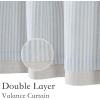 imageNICETOWN Sage Green Double Layer Valance Curtains for Windows Linen Textured Farmhouse Pinstripe Kitchen Window Treatment Light Filtering Rod Pocket for Living Room Bathroom 52x18 1 PanelLight Blue
