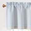 imageNICETOWN Sage Green Double Layer Valance Curtains for Windows Linen Textured Farmhouse Pinstripe Kitchen Window Treatment Light Filtering Rod Pocket for Living Room Bathroom 52x18 1 PanelLight Blue