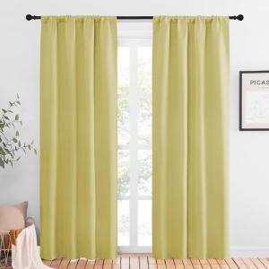 imageNICETOWN Blackout Curtains for Living Curtains Paler Yellow 2 Panels 42 by 84 Room Darkening Window Curtain Panels EasyCare Solid Thermal Insulated DraperiesDrapes for Daughter Room