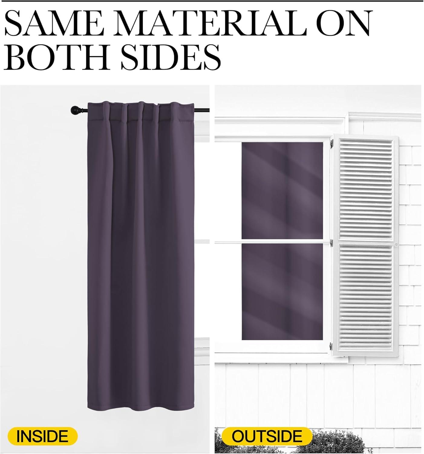 imageNICETOWN Living Room Darkening Curtains  Greyish Purple Color W42 x L70 Set of 2 Home Decor Room Darkening Thermal Insulated Drapery Panels for OfficeSchoolHospital Window