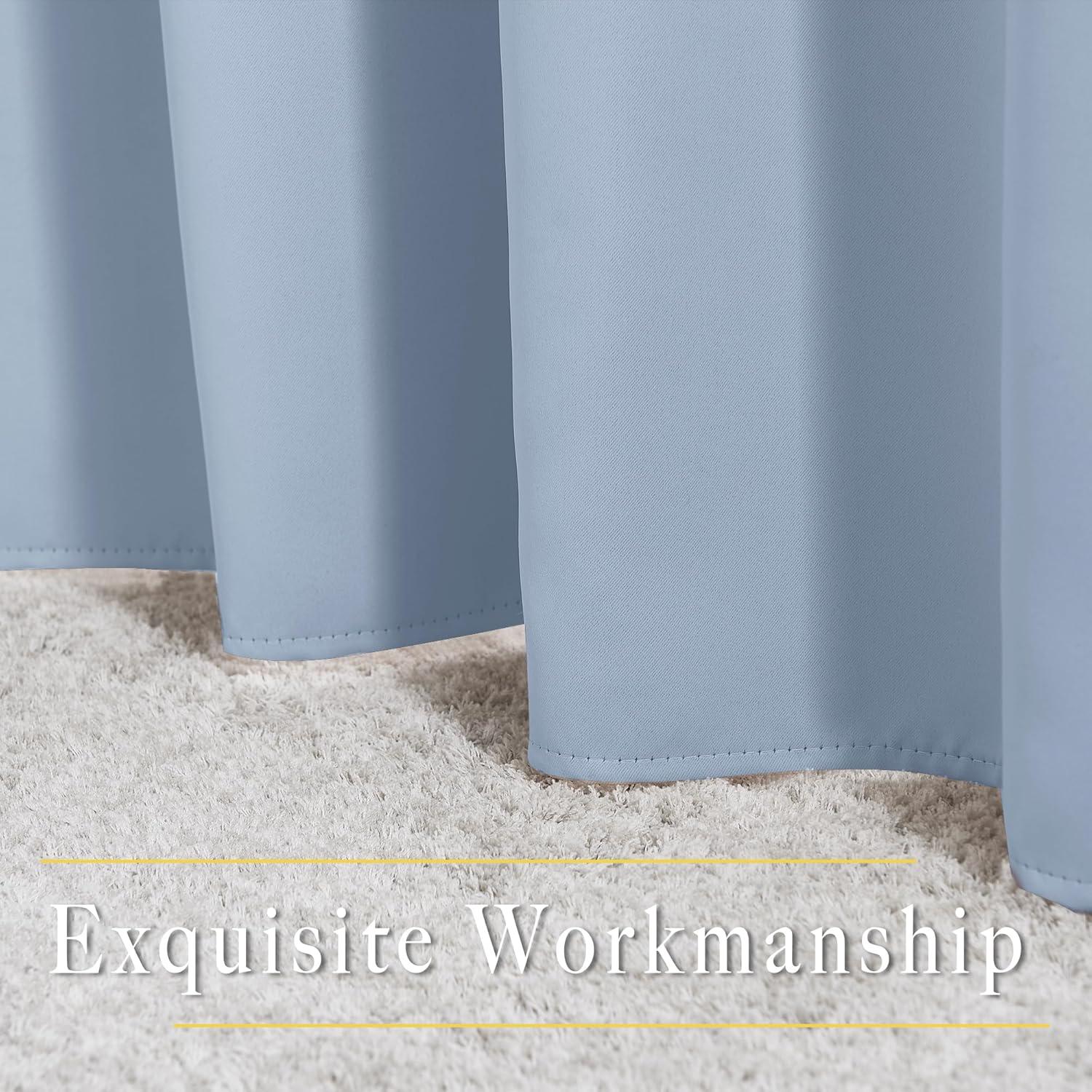 imageNICETOWN Vintage Blue Blackout Curtains for Doorway Grommet Privacy Window Treatment Energy Saving Thermal Insulated Room Darkening Drapes for Bedroom 2 Panels W46 x L80