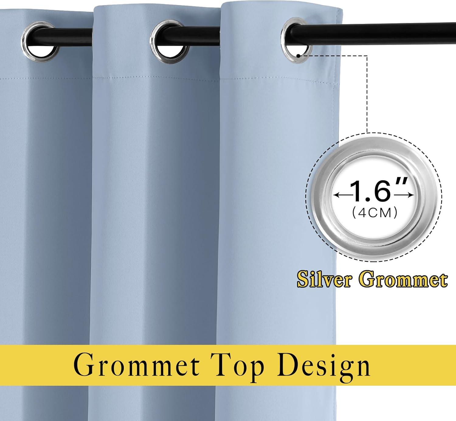 imageNICETOWN Vintage Blue Blackout Curtains for Doorway Grommet Privacy Window Treatment Energy Saving Thermal Insulated Room Darkening Drapes for Bedroom 2 Panels W46 x L80