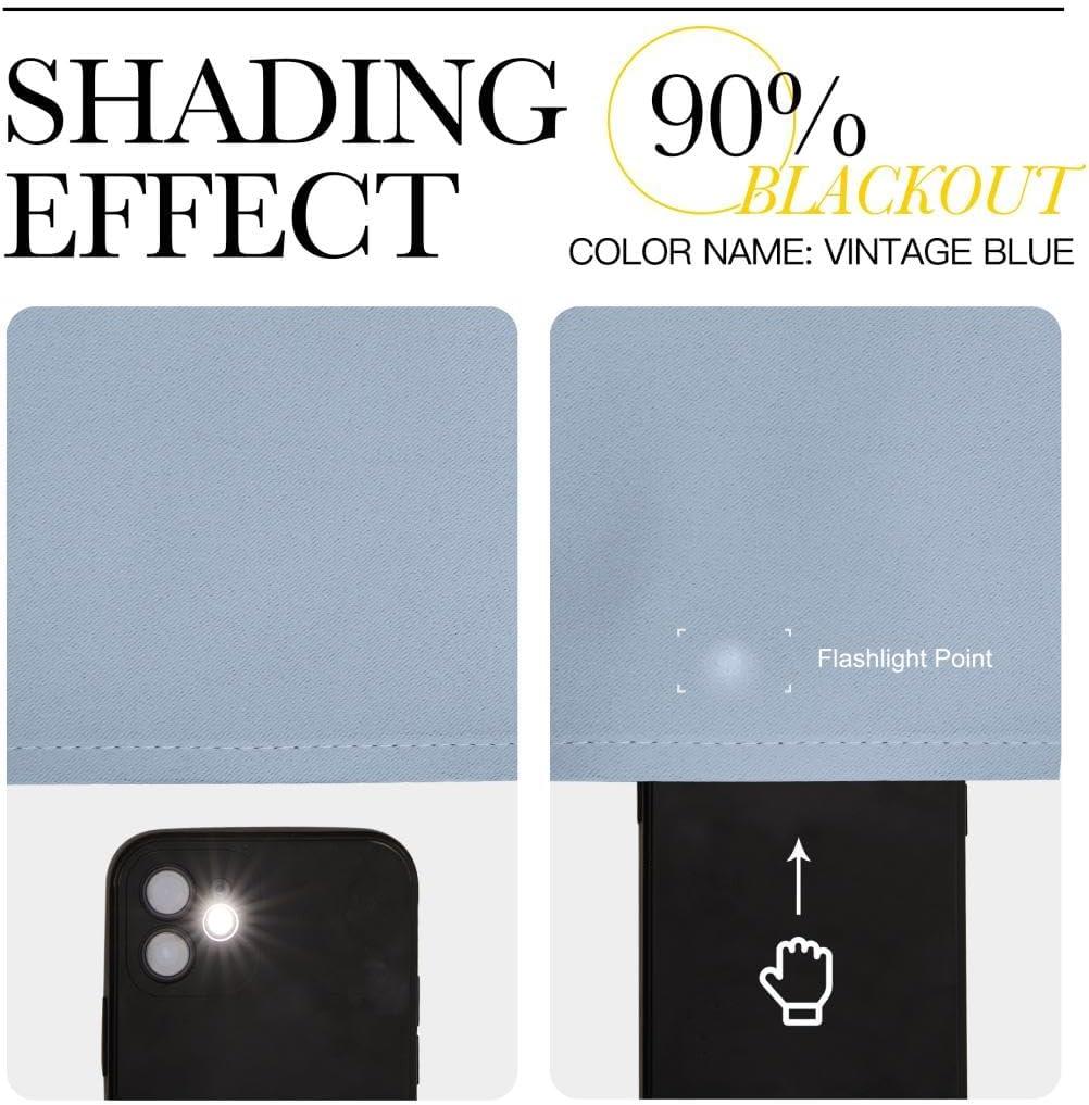 imageNICETOWN Vintage Blue Blackout Curtains for Doorway Grommet Privacy Window Treatment Energy Saving Thermal Insulated Room Darkening Drapes for Bedroom 2 Panels W46 x L80