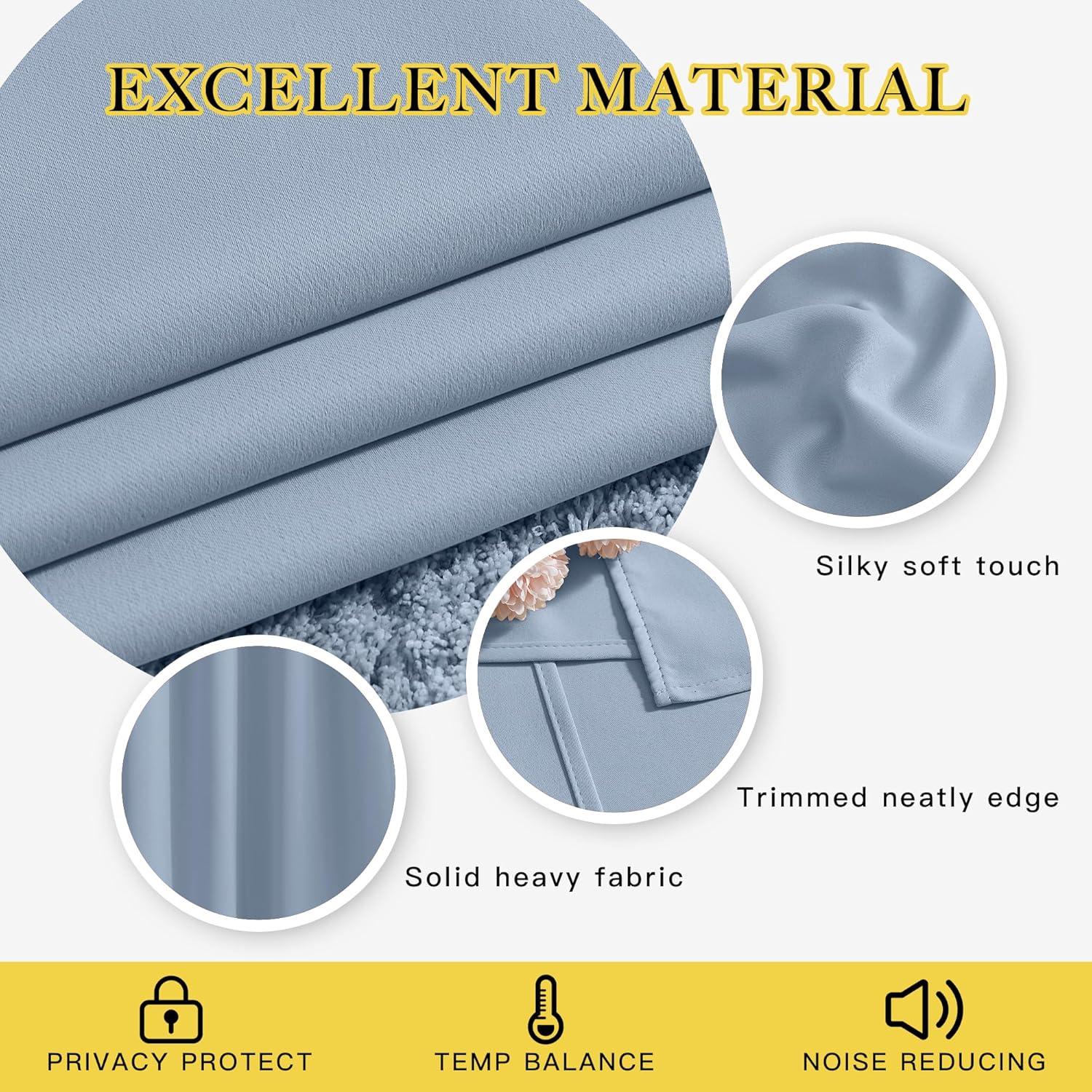 imageNICETOWN Vintage Blue Blackout Curtains for Doorway Grommet Privacy Window Treatment Energy Saving Thermal Insulated Room Darkening Drapes for Bedroom 2 Panels W46 x L80