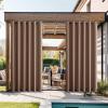 imageNICETOWN 2 Panels Outdoor Curtains Weighted Sunblock with Rustproof Grommet Top and Bottom Thermal Insulated Fixed Windproof Blackout Outdoor Curtain Drapes Privacy for Patio W52 x L95 GreyTan
