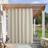 imageNICETOWN 2 Panels Outdoor Curtains Weighted Sunblock with Rustproof Grommet Top and Bottom Thermal Insulated Fixed Windproof Blackout Outdoor Curtain Drapes Privacy for Patio W52 x L95 GreyBeige