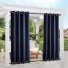 imageNICETOWN 2 Panels Outdoor Curtains Weighted Sunblock with Rustproof Grommet Top and Bottom Thermal Insulated Fixed Windproof Blackout Outdoor Curtain Drapes Privacy for Patio W52 x L95 GreyNavy Blue