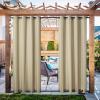 imageNICETOWN 2 Panels Outdoor Curtains Weighted Sunblock with Rustproof Grommet Top and Bottom Thermal Insulated Fixed Windproof Blackout Outdoor Curtain Drapes Privacy for Patio W52 x L95 GreyTaupe