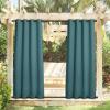 imageNICETOWN 2 Panels Outdoor Curtains Weighted Sunblock with Rustproof Grommet Top and Bottom Thermal Insulated Fixed Windproof Blackout Outdoor Curtain Drapes Privacy for Patio W52 x L95 GreyTeal