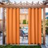 imageNICETOWN 2 Panels Outdoor Curtains Weighted Sunblock with Rustproof Grommet Top and Bottom Thermal Insulated Fixed Windproof Blackout Outdoor Curtain Drapes Privacy for Patio W52 x L95 GreyOrange