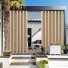 imageNICETOWN 2 Panels Outdoor Curtains Weighted Sunblock with Rustproof Grommet Top and Bottom Thermal Insulated Fixed Windproof Blackout Outdoor Curtain Drapes Privacy for Patio W52 x L95 GreyBiscotti Beige