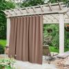 imageNICETOWN 2 Pieces Outdoor Curtainss for Patio Waterproof 95 inch Length Sticky Tab Top Thermal Insulated Blackout Window Treatment Dividers Protect Privacy for CabanaArbor W52 x L95 Silver GreyTan