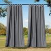 imageNICETOWN 2 Pieces Outdoor Curtainss for Patio Waterproof 95 inch Length Sticky Tab Top Thermal Insulated Blackout Window Treatment Dividers Protect Privacy for CabanaArbor W52 x L95 Silver GreyDark Grey