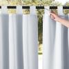 imageNICETOWN 2 Pieces Outdoor Curtainss for Patio Waterproof 95 inch Length Sticky Tab Top Thermal Insulated Blackout Window Treatment Dividers Protect Privacy for CabanaArbor W52 x L95 Silver GreyGreyish White