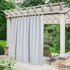 imageNICETOWN 2 Pieces Outdoor Curtainss for Patio Waterproof 95 inch Length Sticky Tab Top Thermal Insulated Blackout Window Treatment Dividers Protect Privacy for CabanaArbor W52 x L95 Silver GreyGreyish White