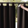 imageNICETOWN 2 Pieces Outdoor Curtainss for Patio Waterproof 95 inch Length Sticky Tab Top Thermal Insulated Blackout Window Treatment Dividers Protect Privacy for CabanaArbor W52 x L95 Silver GreyBrown