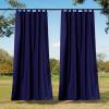 imageNICETOWN 2 Pieces Outdoor Curtainss for Patio Waterproof 95 inch Length Sticky Tab Top Thermal Insulated Blackout Window Treatment Dividers Protect Privacy for CabanaArbor W52 x L95 Silver GreyDark Blue